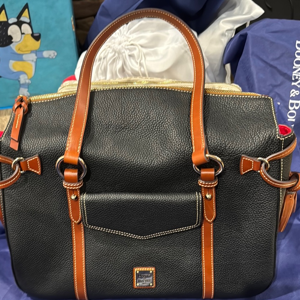 Dooney & Bourke Black and Brown Leather Satchel